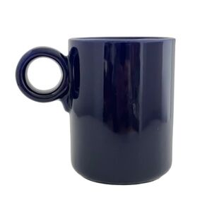 Cobalt Blue Pottery Mug Round Handle "O" 4"H, 12 Ounces Capacity NEW